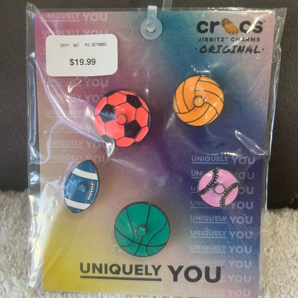 CROCS Jibbitz‎ Sports Charms - Red, Orange, Green, Pink, Blue